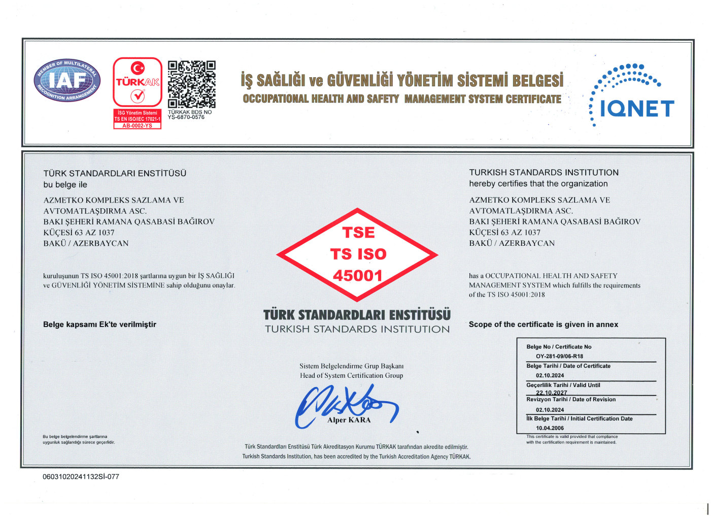 TSE TS ISO 45001