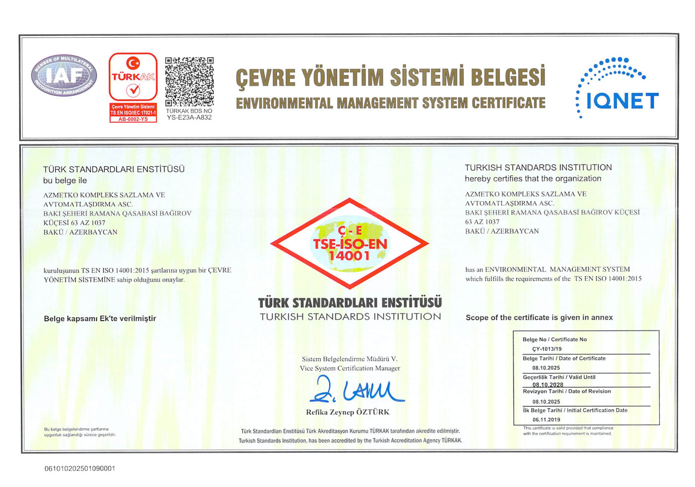 TSE-ISO-EN 14001